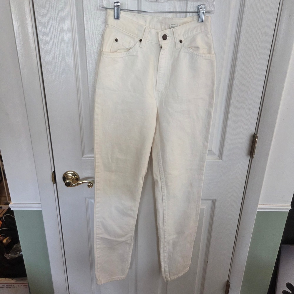 Vintage Levis 912 Slim Fit Tapered Leg Jeans Off White Orange Tab USA 7M 90s